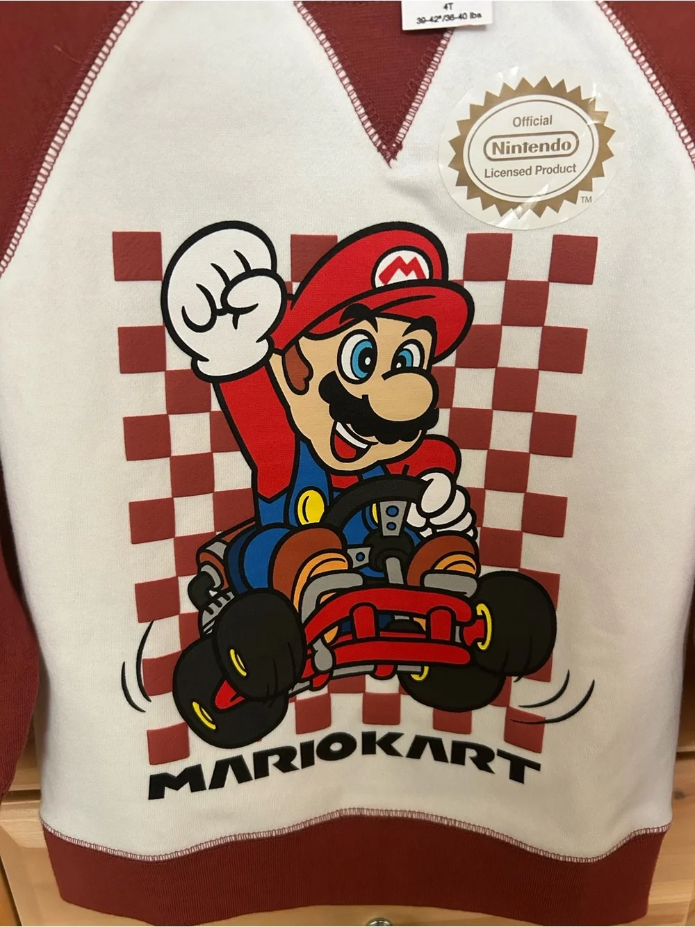 Mario Kart Raglan Sweatshirt - Red & White New With Tags